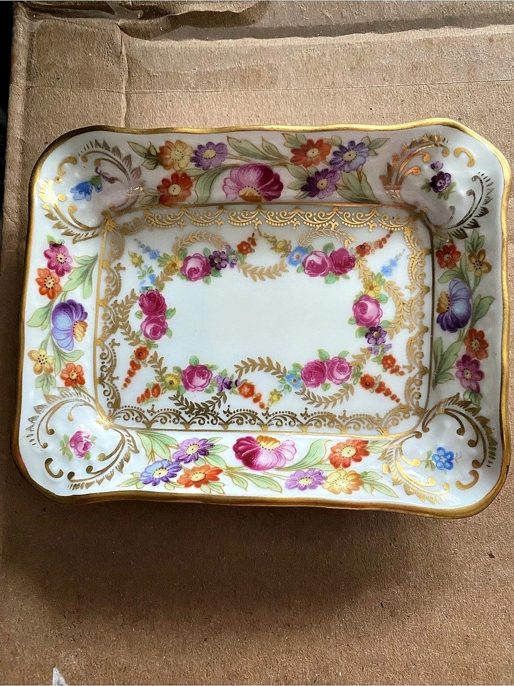 Vintage Schumann Arzberg Germany Dresden Flowers Porcelain Trinket Dish
Tray